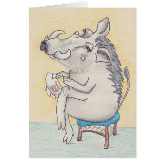 Fun warthog with embroidery card (Front)