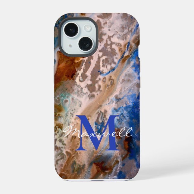 Fun water beach pattern  monogram iphone case (Back)