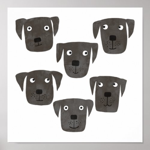 Fun Watercolor Blac Labrador Retriever Dogs Poster