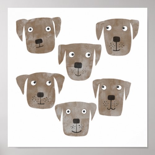 Fun Watercolor Chocolate Labrador Retriever Dogs Poster