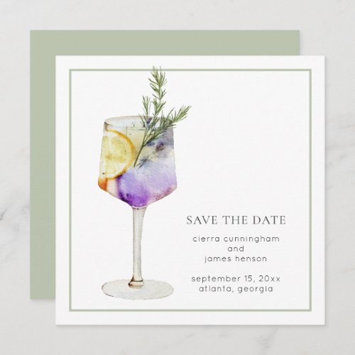 Fun Watercolor Cocktail Wedding  Save The Date