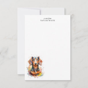 Fun Watercolor Dachshund Personalized Thank You Note Card
