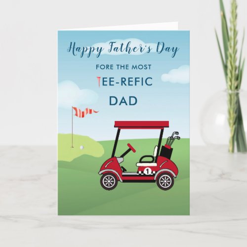 Fun Watercolor Fathers Day Card Golf Theme
