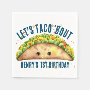 Fun Watercolor Fiesta Lets TACO bout 1st Birthday  Napkins