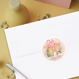 Fun Watercolor Gingerbread House Christmas Classic Round Sticker