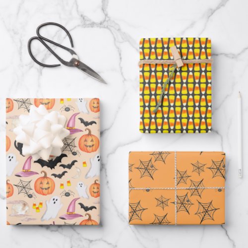 Fun Watercolor Halloween Wrapping Paper Sheets