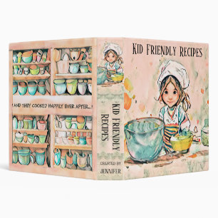 Fun Watercolor Kids Cookbook 3 Ring Binder