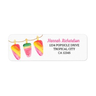 Fun Watercolor Popsicle Return Address Label