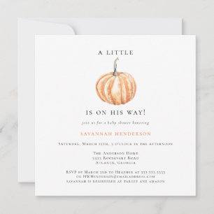 Fun Watercolor Pumpkin Orange Baby Shower Invitation