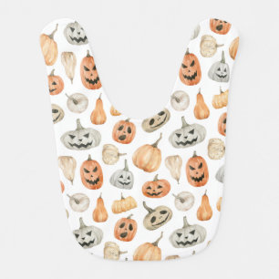 Fun Watercolor Pumpkin Pattern Baby Bib