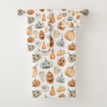 Fun Watercolor Pumpkin Pattern Bath Towel Set
