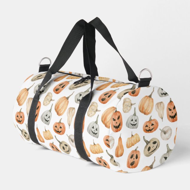 Fun Watercolor Pumpkin Pattern Duffle Bag (Left Corner)