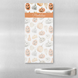 Fun Watercolor Pumpkin Pattern Magnetic Notepad