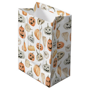 Fun Watercolor Pumpkin Pattern Medium Gift Bag