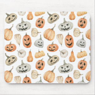Fun Watercolor Pumpkin Pattern Mouse Pad