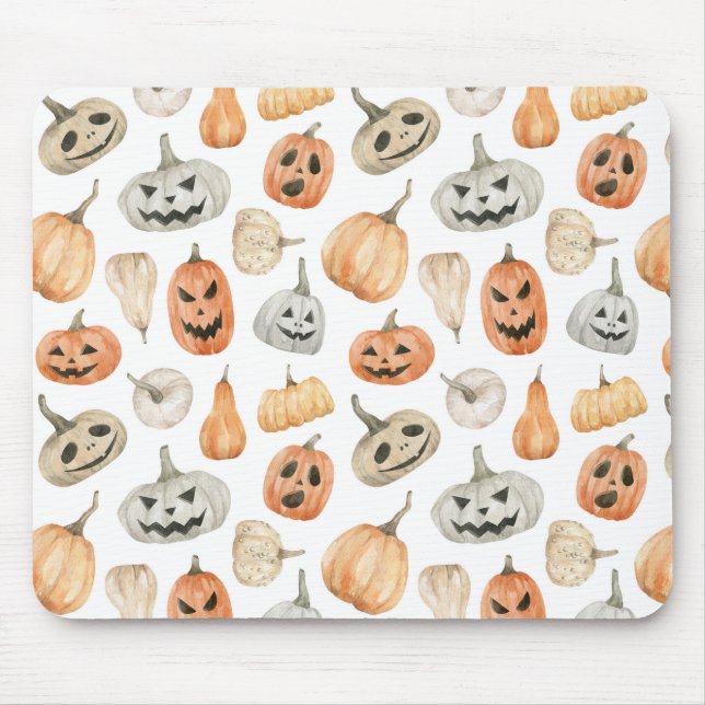 Fun Watercolor Pumpkin Pattern Mouse Pad (Front)