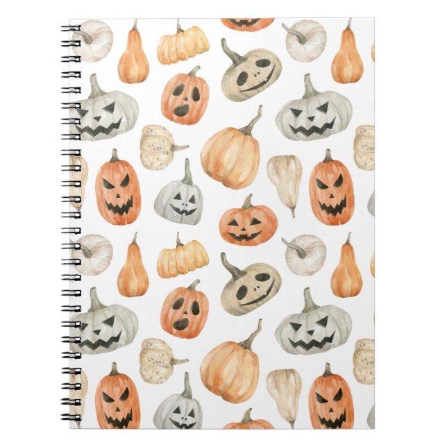 Fun Watercolor Pumpkin Pattern Notebook (Front)