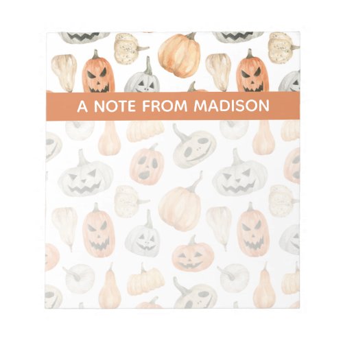 Fun Watercolor Pumpkin Pattern Notepad