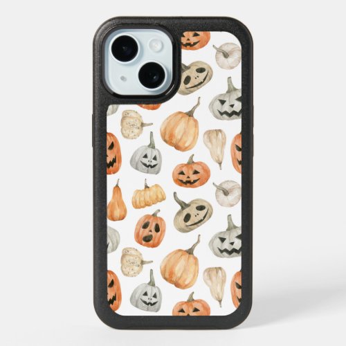 Fun Watercolor Pumpkin Pattern iPhone 15 Case