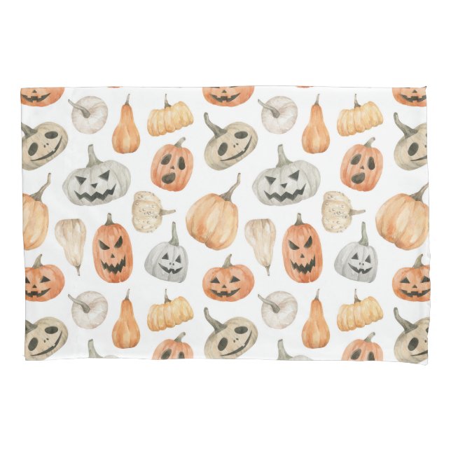 Fun Watercolor Pumpkin Pattern Pillow Case (Front)