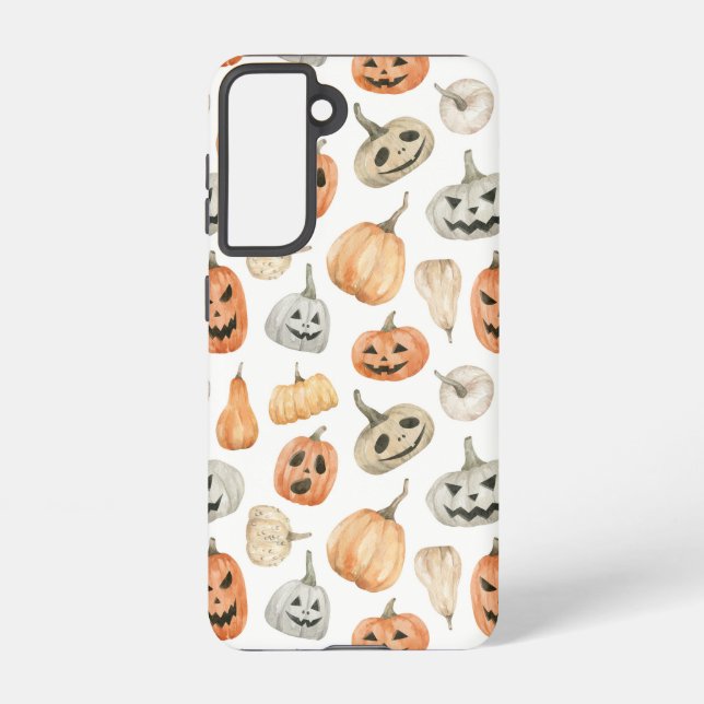 Fun Watercolor Pumpkin Pattern Samsung Galaxy Case (Back)