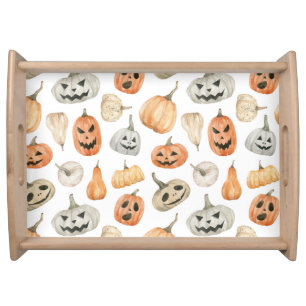 Fun Watercolor Pumpkin Pattern Serving Tray