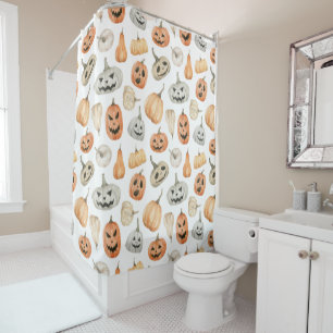 Fun Watercolor Pumpkin Pattern Shower Curtain