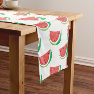 Summertime Picnic Red and Green Watermelons Cotton Table Runner by ThemeRunners 