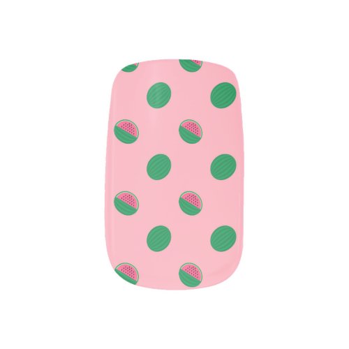 Fun Watermelon Pink and Green Minx Nail Art