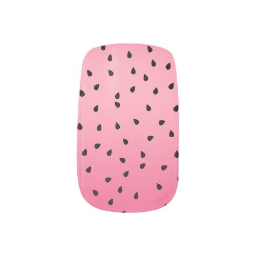 Fun Watermelon Seed Pink Gradie and Black Minx Nail Art