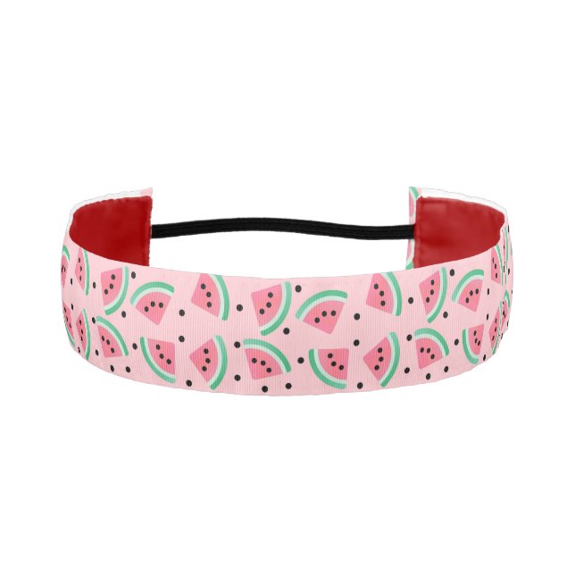 Fun Watermelon Slice Pattern Summer Vibes Athletic Headband (Front)
