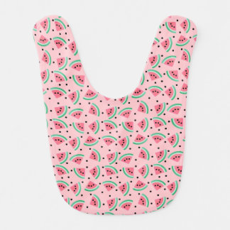 Fun Watermelon Slice Pattern Summer Vibes Baby Bib