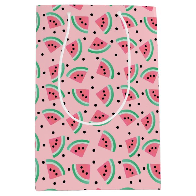 Fun Watermelon Slice Pattern Summer Vibes Medium Gift Bag (Front)