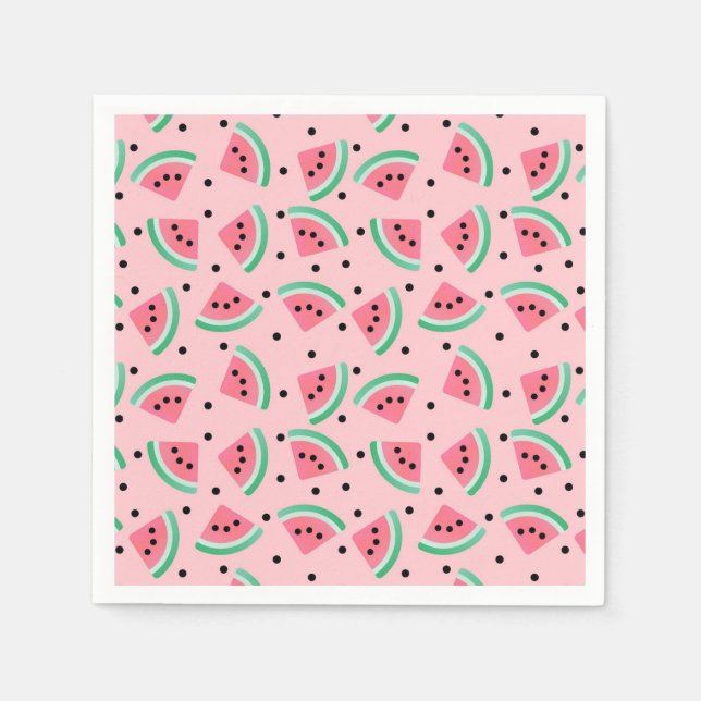 Fun Watermelon Slice Pattern Summer Vibes Napkins (Front)