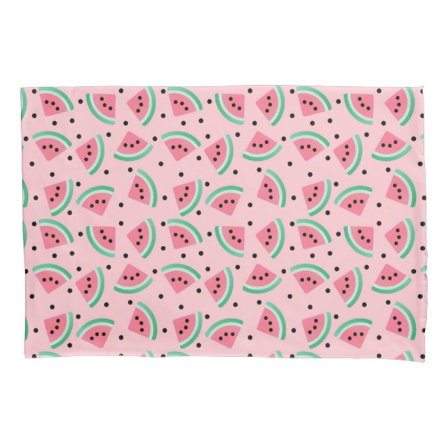 Fun Watermelon Slice Pattern Summer Vibes Pillow Case (Front)