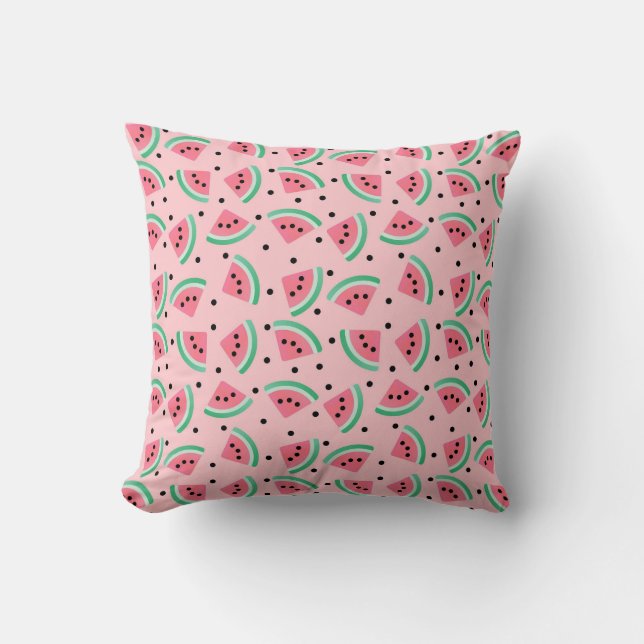 Fun Watermelon Slice Pattern Summer Vibes Throw Pillow (Front)