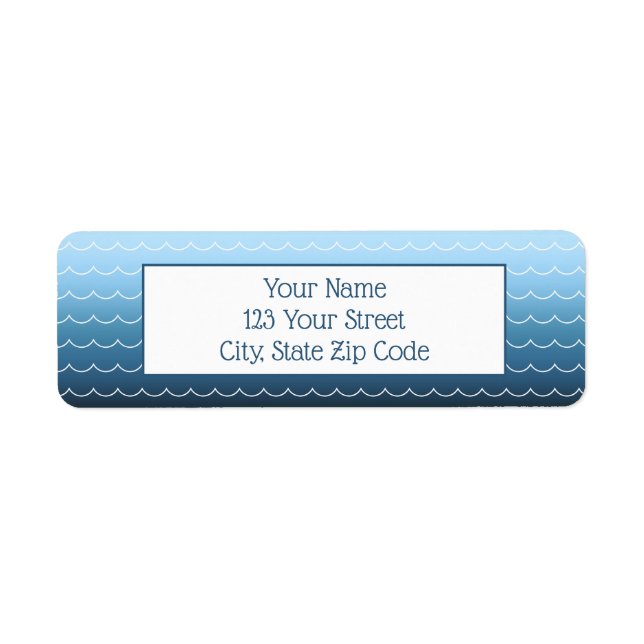 Fun Wave Pattern Light to Dark Blue Gradient Label (Front)