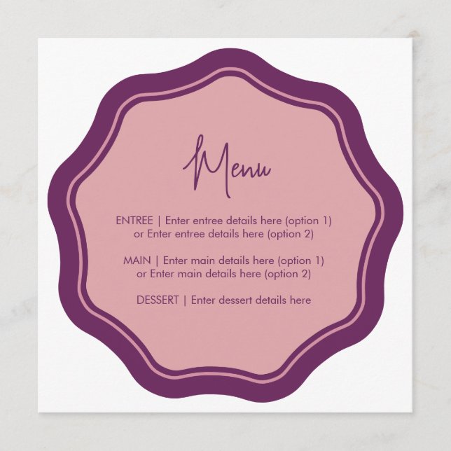 Fun Wavy Menu Purple & Pink (Front)