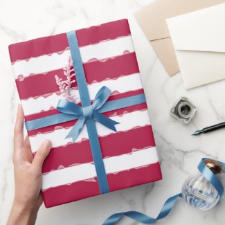 Fun Wavy Ribbon Horizontal Red and White Stripes