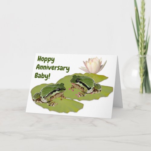 Fun Wedding Anniversary Frog Couple Lily Pads Card