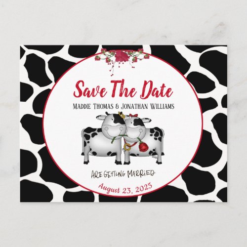 Fun Wedding Cows Save the Date Postcard