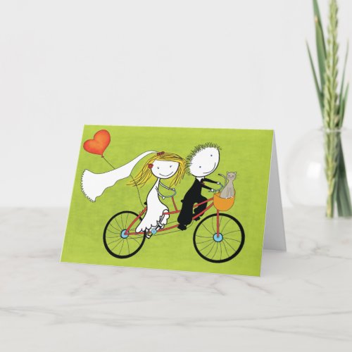 Fun wedding invitation for cyclers and cat lovers