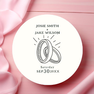 Fun wedding rings wedding classic round sticker