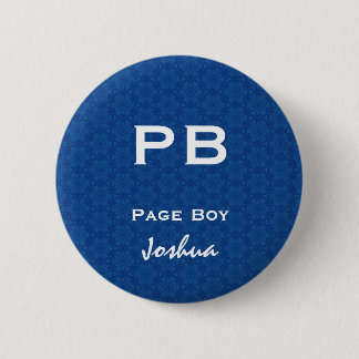 Fun Wedding Role Abbreviation Blue Pattern White Pinback Button