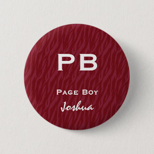 Fun Wedding Role Abbreviation Burgundy Red Zebra Pinback Button