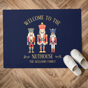 Fun Welcome to the Nuthouse Nutcracker Christmas Doormat