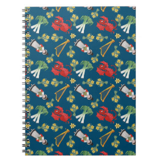 Fun Welsh Emblems on Blue Spiral Notebook