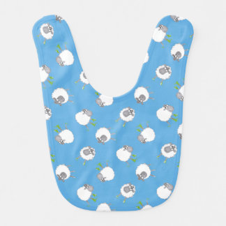 Fun Welsh Sheep Pattern on Sky Blue Background Bib