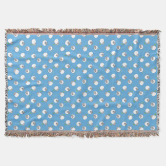 Fun Welsh Sheep Pattern on Sky Blue Background Throw Blanket
