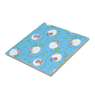 Fun Welsh Sheep, Wales Forever, Ceramic Tile